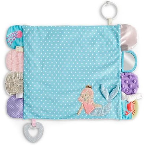 DEMDACO Mermaid and Friends Teal and Pink 17 x 11.5 Inch Polyester Childrens Plush Activity Blankie