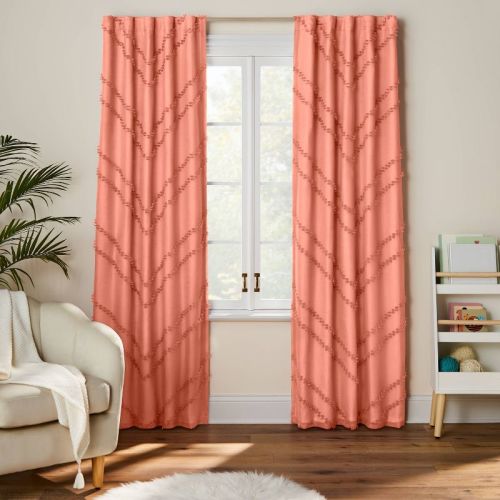 42"W x 63"L Chevron Clip Dotted Sheer Overlay Kids' Blackout Window Curtain Panel Pink - Pillowfort™