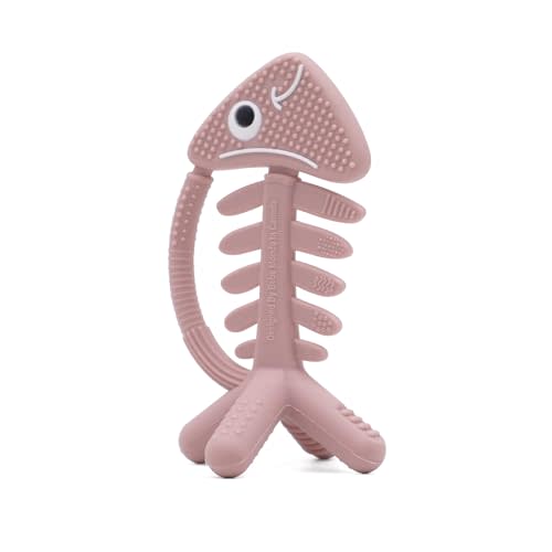 3in1 Infant Toys, Baby Teething Toys 3-6 6-12 Months, Teethers for Babies 3-6-12 Months,for Teething Relief,Baby Gifts Teether, Silicone,Sensory Baby Toys 0-6 Months,USA Patent Pending,Fish,Rose Pink