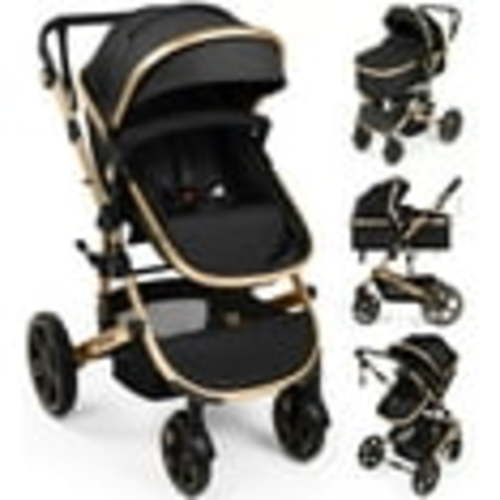 Vomeast Baby Stroller, Foldable Aluminum Alloy Stroller with Reversible, Travel Stroller for Newborn Infant, Black