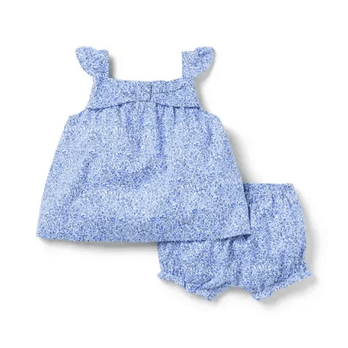 Baby Blue Ripple Ditsy Floral Baby Ditsy Floral Bow Matching Set by Janie and Jack