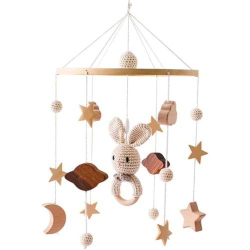 Nursery Decorations Crib Mobile Baby Mobile for Crib - Bunny Mobile Boho Nursery Decor - Mobile for Bassinet - Nursery Mobiles Pendant for Nursery and Ceiling Decoration