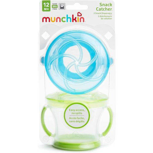 Munchkin® Snack Catcher® Toddler Snack Cups, 2 Count (Pack of 1), Blue/Green