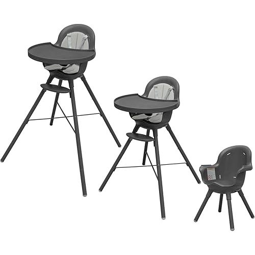 Boon Grub Adjustable Baby High Chair - Includes Dishwasher Safe Baby Seat - Baby Sitting Support for Mealtime - Convertible High Chair for Babies and Toddlers 6 Months to 6 Years - Gray