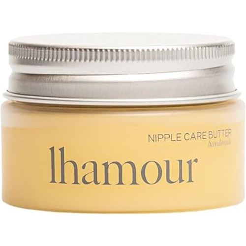 Lhamour 100% Natural Nipple Butter for Breastfeeding Moms, Soothing Nipple Cream with Coconut & Olive Oils, Beeswax, Safe for Baby, Relief for Sore, Dry & Cracked Skin, 1 oz