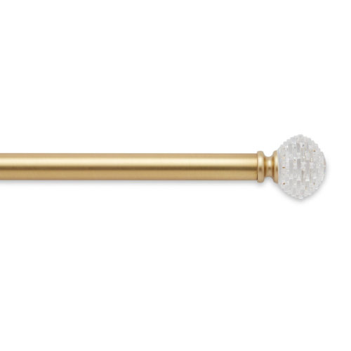 Mode Premium Collection 1 in Diameter Curtain Rod Set with Round Cut Crystal Finials and Steel Wall Mounted Adjustable Rod & Reviews | Wayfair