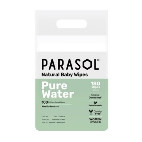 Parasol 99% Pure Water Baby Wipes for Sensitive Skin - 3 Packs - 180ct: Pop-Up Dispenser, Latex-Free, Hypoallergenic