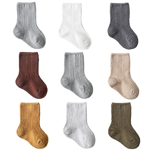 Adeimoo Newborn Cotton Crew Socks Unisex Baby Solid Color Sock Ankle Socks for Boy Girls Infant Toddlers