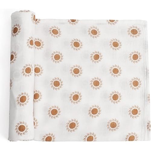 Soft Baby Muslin Swaddle Blanket for Newborns - Gender-Neutral Receiving Wrap for Boys and Girls, 47x47in (120x120cm) Large (Lovely Sun)