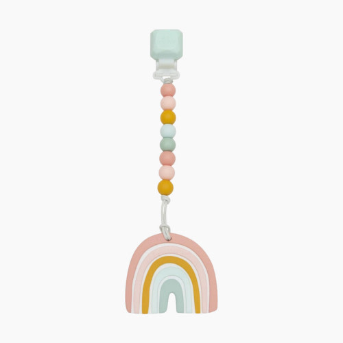 Loulou Lollipop Silicone Teether with Gem Clip - Pastel Rainbow