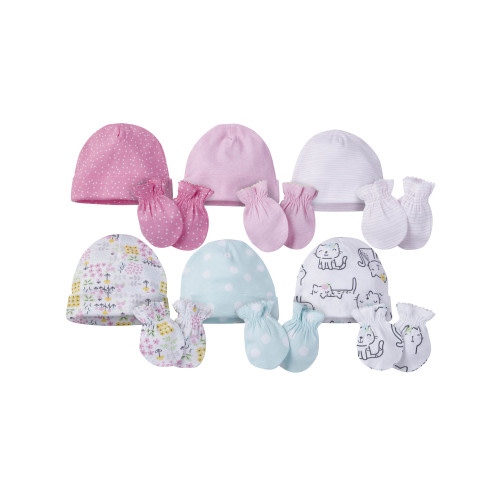 Onesies Brand Baby Girl Caps & Mittens Accessories Baby Shower Gift Set, 12-Piece, Newborn - 0/6 Months