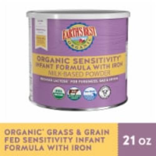 Earth's Best Organic Sensitivity Infant Formula, 0-12 Months, Reduced Lactose, with Iron, DHA & ARA, 21 oz