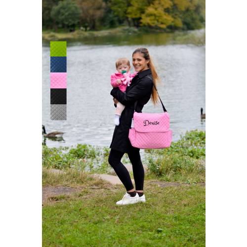 PERSONALIZED Large Messenger Diaper Bag 3 in 1 Set -Pink -Custom Monogram /Name Embroidered -Changing Pad for infant /Baby Bag /Baby Gift