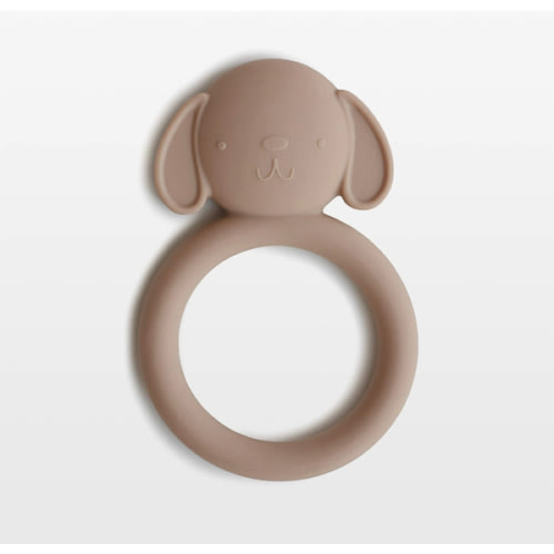 Mushie Light Brown Dog Silicone Baby Teether