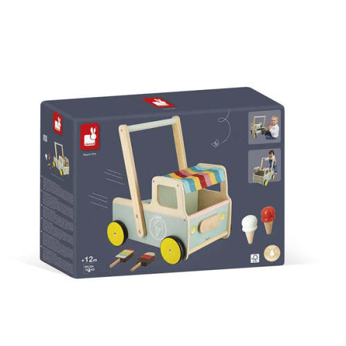 Janod - Ice Cream Cart Push Cart Baby Walker