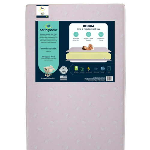 Free Shipping! Serta Sertapedic Bloom 5" Dual-Sided Crib & Toddler Mattress, Sustainably Sourced Fiber Core, GREENGUARD Gold Certified