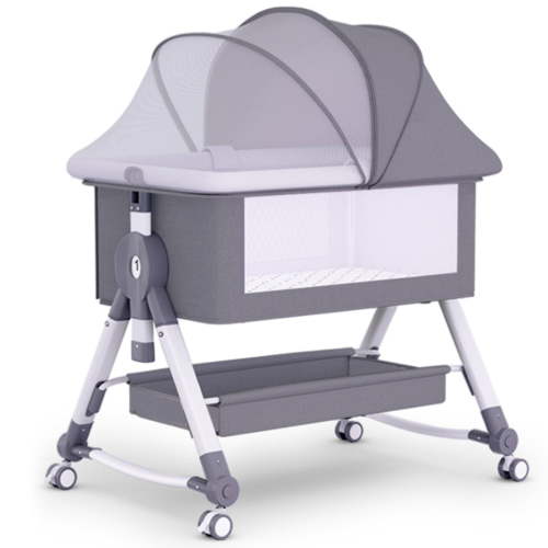 HAOUUCYIN Baby Bassinet, 5-in-1 Infant Bedside Crib with Diaper Table, Adjustable Height, for 0-24 Months, Gray