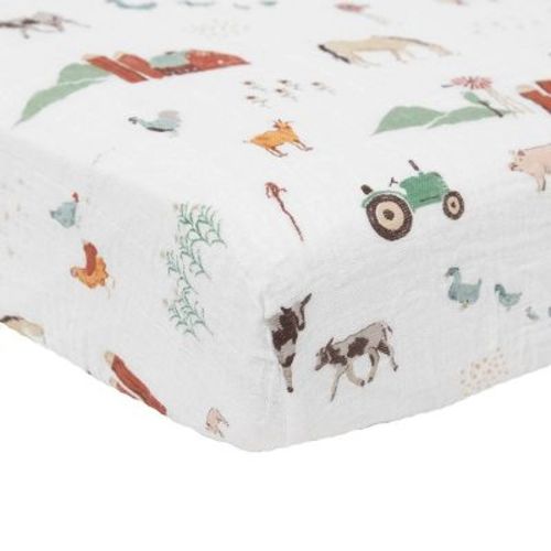 Little Unicorn Cotton Muslin Crib Sheet - Farmyard