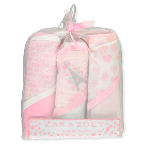 Zak & Zoey Baby Girls' 3-Pack Hooded Towels