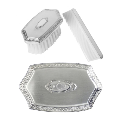 Boy’s Embossed Pewter Brush & Comb Gift Set – Children's Edit