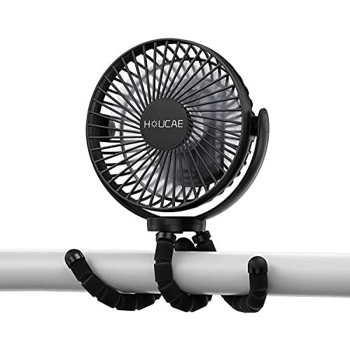 HOUCAE Stroller Fan Flexible Tripod on Fan with Ultra Quiet, 3 Speed, Portable Handheld USB Clip Fan, Personal Fan for Bedroom, Office Desk, Car Seat, Crib Bike, Treadmill etc.