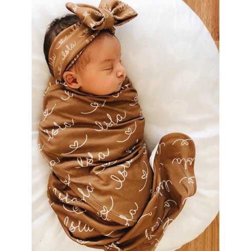 Personalized Name Blanket / minky swaddle knot hat bow / hospital coming home reveal outfit boy girl custom newborn baby receiving gift