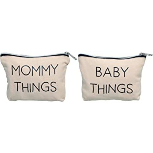 Pearhead Mommy and Baby Canvas Pouch Set, Matching Travel Cases, Mother’s Day Keepsake for New Mothers and Expecting Moms