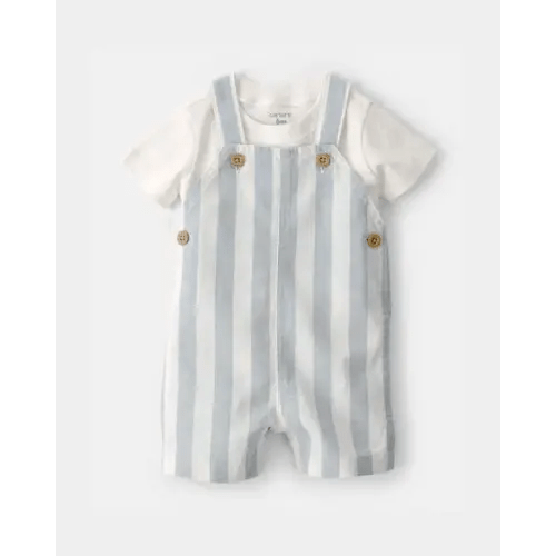 (3M) Baby Boy 2-Piece Stripe Romper Set - Blue/Ivory | Carter's