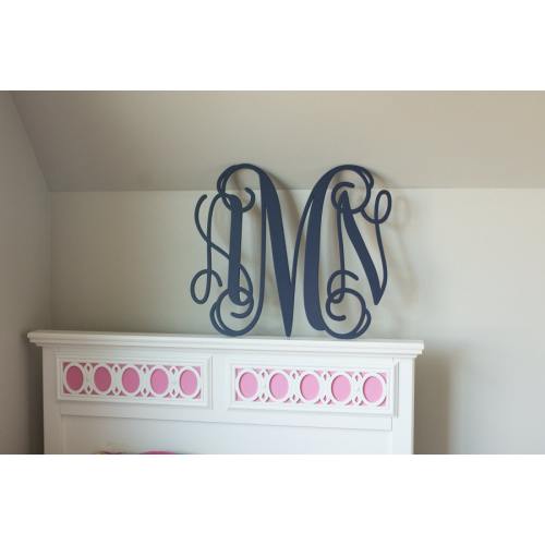 Painted Wooden Monogram, Wood Initials, Vine Script, Initials, Room, Wall, Nursery and Wedding, Door Hanger, Wall Hanging #2304