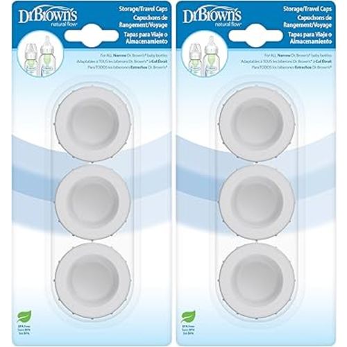 Dr. Brown's Replacement Travel Caps for Dr. Brown's Original, Options, and Options+ Baby Bottles, 3 Count (Pack of 2)