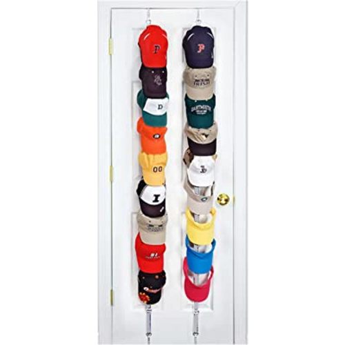 Perfect Curve CapRack18 Over-The-Door Hat Rack and Organizer | Baseball Cap Rack | Over The Door Hat Rack | Hat Rack for Door | Hat Rack for Closet | Two Straps | Holds 18 Caps |Black