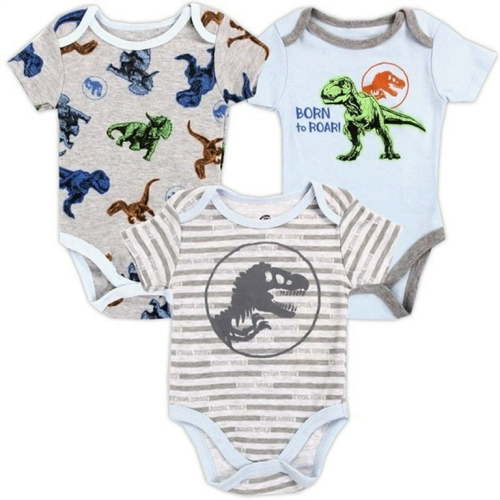 Jurassic World Boys Infant 3-Pack Onesies, Size 0-9 Months