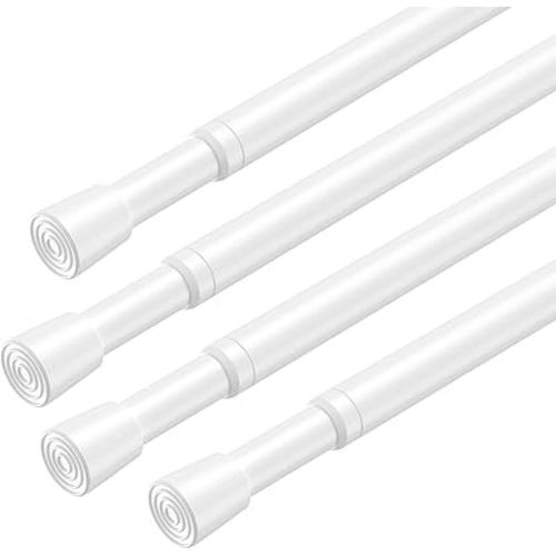 AIZESI Spring Tension Rods Adjustable Tension Curtain Rod Small Tension Rod No Drilling Expandable Spring Loaded Curtain Tension Rod(White,26" to 39"-4Pcs)