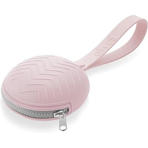 Ali+Oli Silicone Pacifier Holder Case (Pink) BPA-Free Newborn Pacifier Holder, Travel Baby Pacifiers Silicone Pouch, Silicone Pacifier Storage Case, 3 by 1.6 Inches