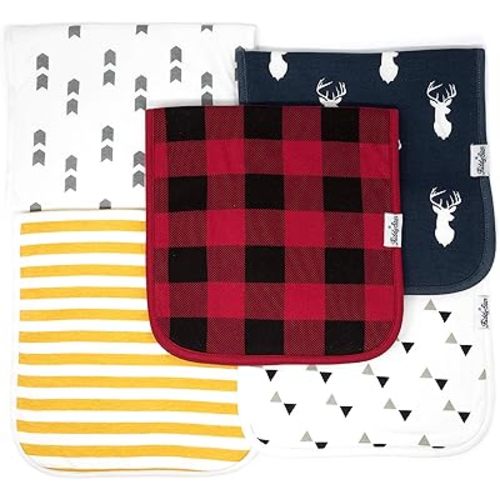 Premium 5-Pack Large Organic Cotton Burp Cloths – 3 Layers, Ultra Soft & Absorbent Burping Towel for Newborn Babies