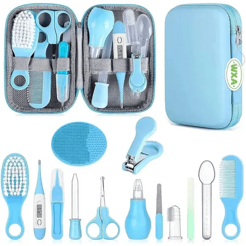 Baby Grooming Kit, Infant Safety Care Set with Hair Brush Comb Nail Clipper Nasal Aspirator,Baby Essentials Kit for Newborn Girls Boys