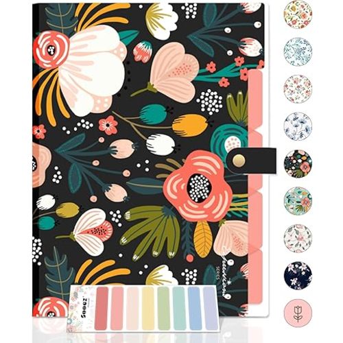 Sooez Expanding File Folders Organizer, Folders with 5 Pockets, Folders for Documents w/Sticker, Accordion File Organizer, Paper Receipt Bill Filing Organizer, School Office Travel Essentials Supplies