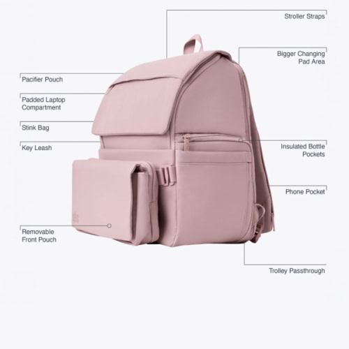 BÉIS 'The Ultimate Diaper Backpack' in Atlas Pink - Best Pink Backpack Diaper Bag