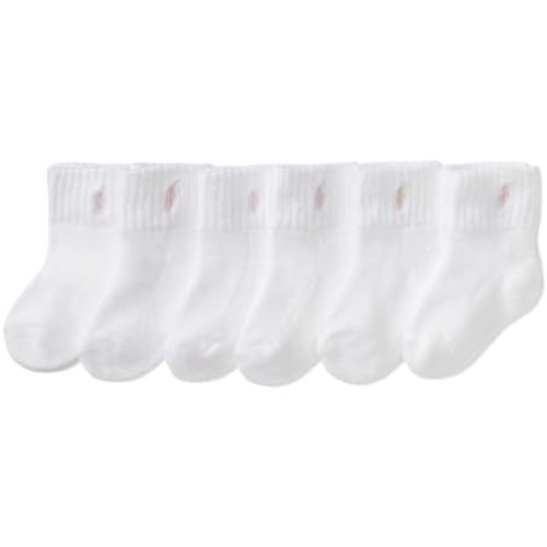 Polo Ralph Lauren Baby Classic Sport Ankle Socks-6 Pair Pack-Soft Stretchy Yarn & Stay Up Top
