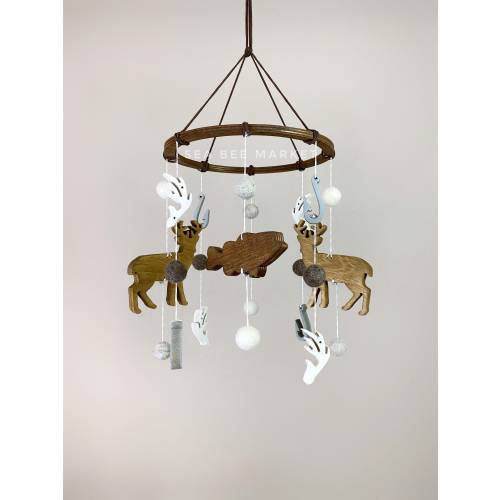 Largemouth bass and deer crib mobile