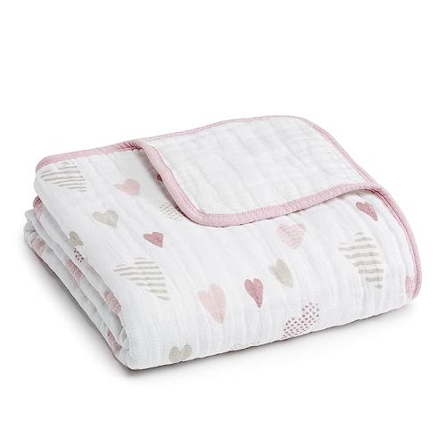aden + anais 100% Cotton Muslin Baby Blanket Crib Bedding for Newborn Baby and Toddler, Nursery Blanket for Boys and Girls, Baby Registry and Shower Gift - Heartbreaker