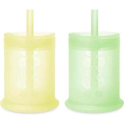 Olababy Silicone Training Cup with Straw Lid Bundle Kiwi + Lemon