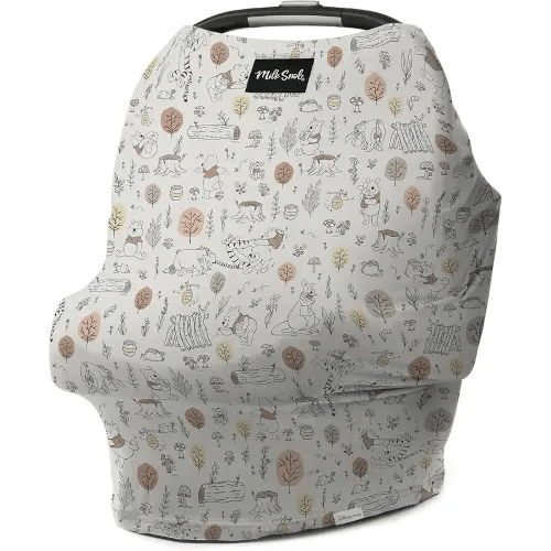 Milk Snob Original Disney 5-in-1 Cover, Winnie The Pooh Baby Bee, Added Privacy for Breastfeeding, Baby Car Seat, Stroller, High Chair, Shopping Cart, Lounger Canopy - Newborn Essentials, Nursing Top