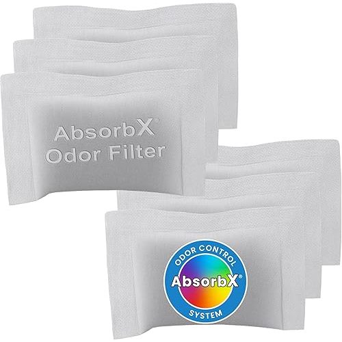iTouchless 6-Pack AbsorbX Odor Filter, Eliminates Trash Smells, All Natural Activated Carbon, Biodegradable, for 8 Gallon and Larger Waste Bins with Deodorizer Compartment