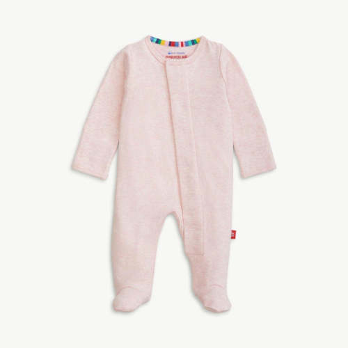 pink melange organic cotton magnetic parent favorite footie