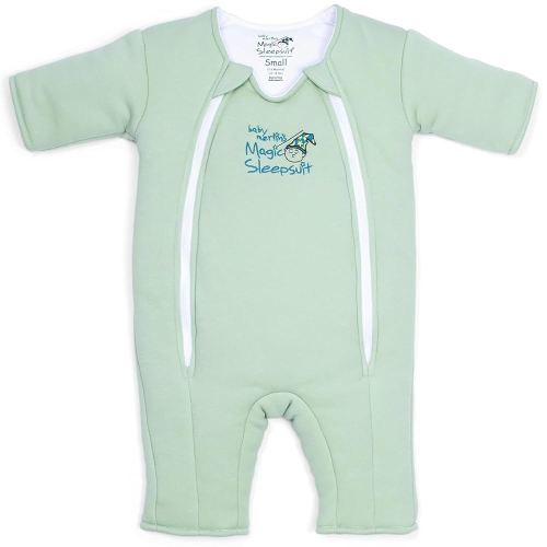 Magic Sleepsuit Baby Merlin's Cotton Baby Swaddle Transition Product - Soft and Cozy Design, Double Zipper for Easy Diaper Changes, Promotes Safe Sleep, 3-6 Months - Sage Green - Large 18-21lbs