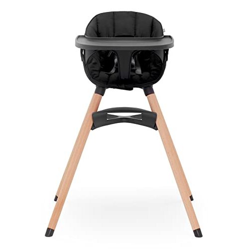 Lalo The Chair Convertible 3-in-1 High Chair - Wooden High Chair for Babies & Toddlers, Baby High Chair with Dishwasher Safe Tray, Adjustable Footrest & Machine Washable High Chair Cushion, Licorice