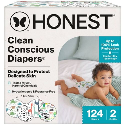 The Honest Company Clean Conscious Disposable Diapers - Tutu Cute & Rose Blossom - Size 1 - 78ct