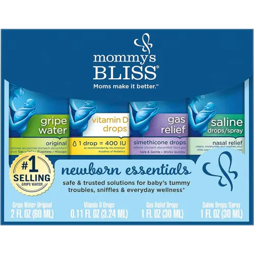 Mommy's Bliss Newborn Essentials Gift Set, Includes Gripe Water, Baby Vitamin D / Gas Drops and Gentle Saline Drops/Spray
