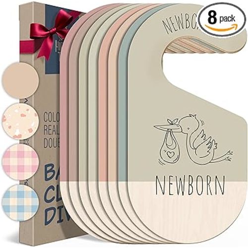 Baby Clothes Dividers For Closet - Wooden Baby Clothes Organizer Dividers for Boy & Girl, 8 Baby Closet Dividers by Size - Ideal Clothing Organizers